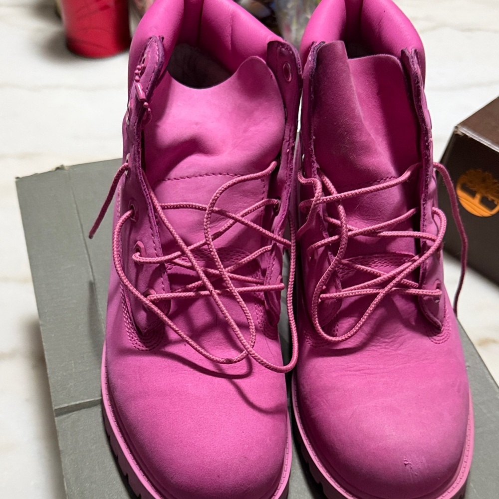 Timberland Women's Bright Pink Combat Boots